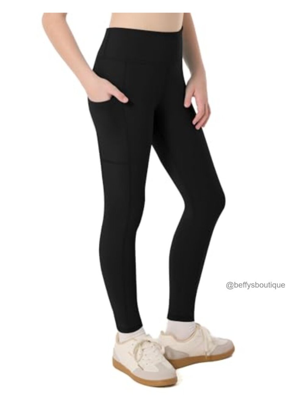 Kids Athletic Leggings with Pockets High Waisted Dance Yoga Tights